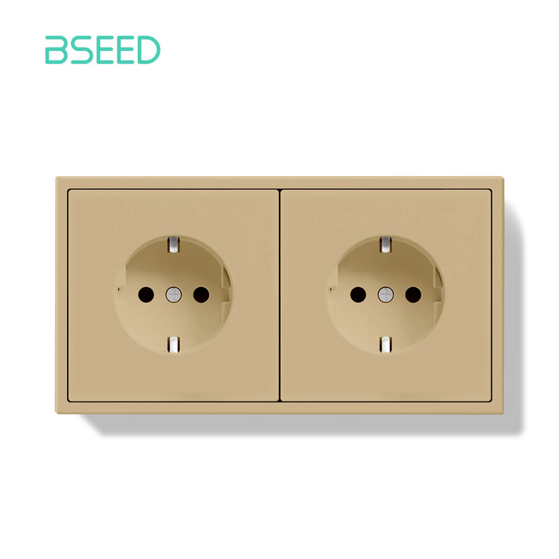 BSEED E Series 1/3/5 Pack Double Wall Sockets Electrical Power Outlets Bulk Set White Black Plastic Frame Kid Protection 16A