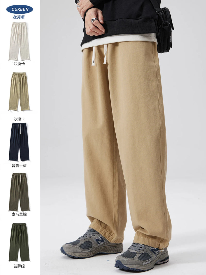 Dukeen 2025 Man Drawcord Pants Korean Trend Style Casual Sweatpants Spring and Autumn Fashion Loose Jogger Men's Clothing