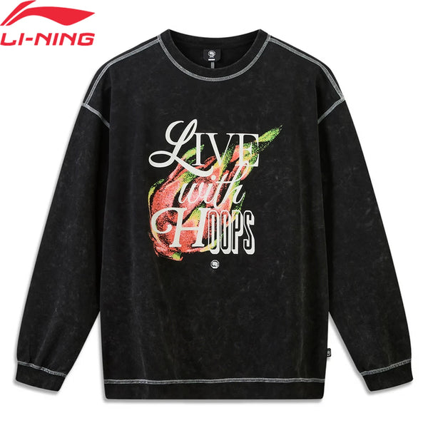 អាវយឺតបាល់បោះបុរស Li-Ning 84% កប្បាស 16% ប៉ូលីអេស្ទ័រ កមូល ខ្យល់ចេញចូលបាន ទាន់សម័យ អាវយឺត LiNing ធម្មតា AWDW411