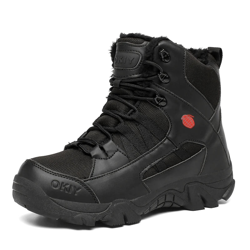 Men's Combat Boots Winter Warm Plush Light Casual Hiking Walking Cotton shoe Outdoor Jungle Anti-slip Battlefield Training Boots