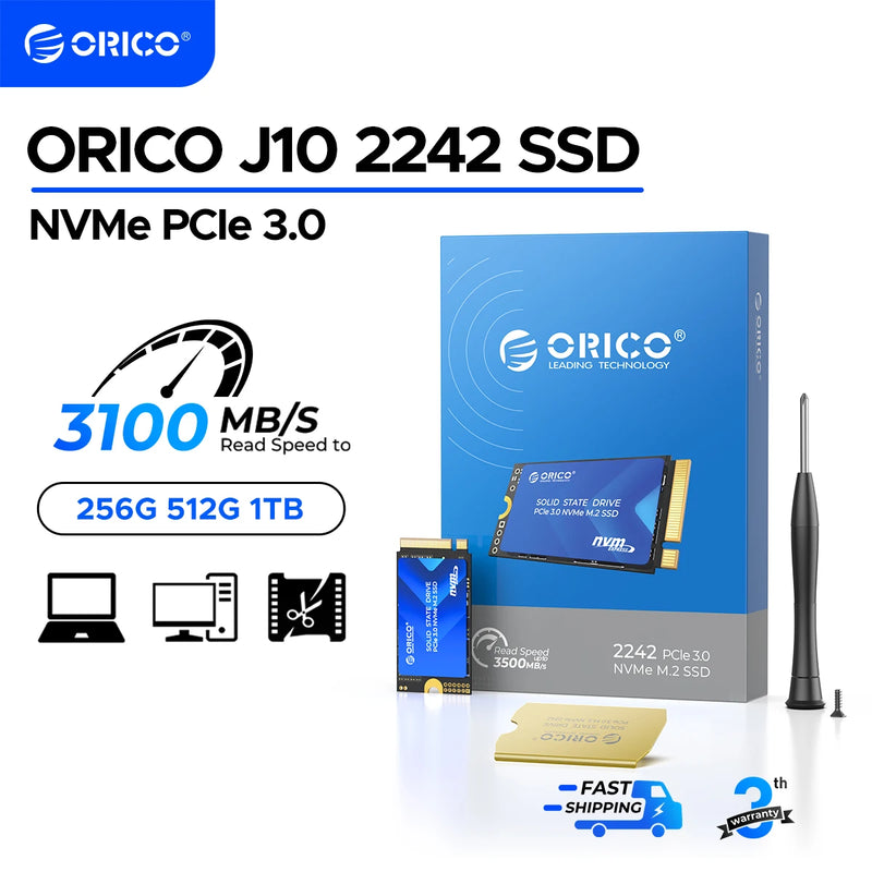 ORICO M.2 2242 1TB SSD NVMe PCIe3.0 Gen 3x4 Internal Solid State Drive 3D NAND TLC Up to 3100 MB/s for Laptop/Desktop D10 2242