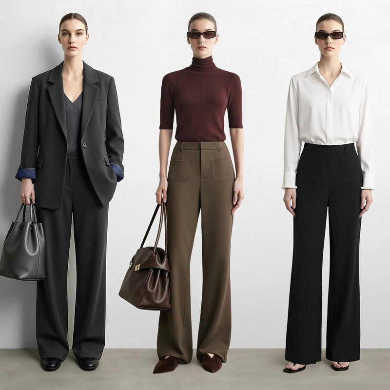 Amii Flare Pants 2026 Autumn New Retro Commuter Elastic Wide Leg Pants Pocket Knitted Casual Versatile Women's Trousers 12623063