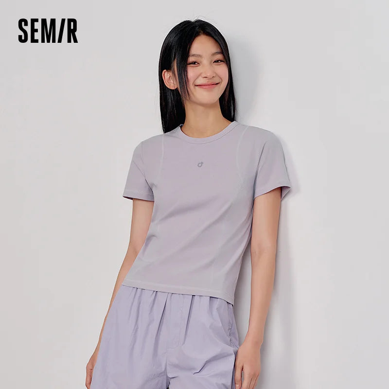 Semir Quick-Dry Short Sleeve T-Shirt Women Slim Fit UV Protection 2025 New Summer Athletic Top for Running or Gym Workouts