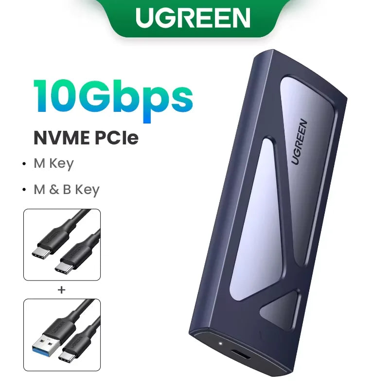 UGREEN M2 SSD Case NVME SATA Dual Protocol M.2 to USB Type C 3.1 SSD Adapter for NVME PCIE NGFF SATA SSD Disk Box M.2 SSD Case