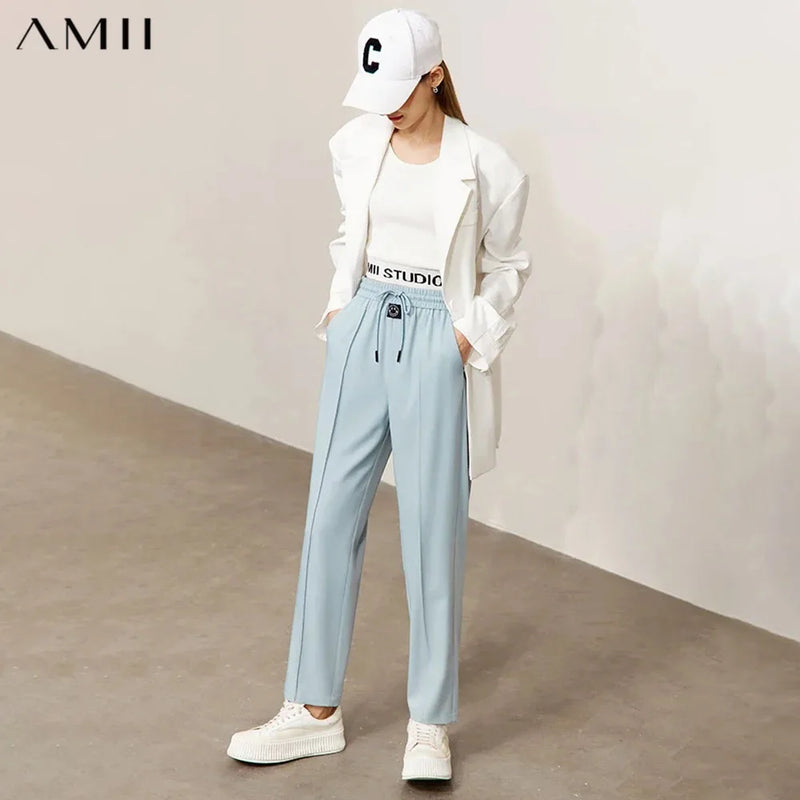 ខោ AMII សម្រាប់នារី រចនាប័ទ្មសាមញ្ញបំផុត រដូវស្លឹកឈើជ្រុះ ឆ្នាំ២០២៦ លំនាំស្នាមញញឹមត្រង់ថ្មី ងាយស្រួលប្រើ សម្រាប់ការិយាល័យ ខោហារ៉េមវែង 12341103