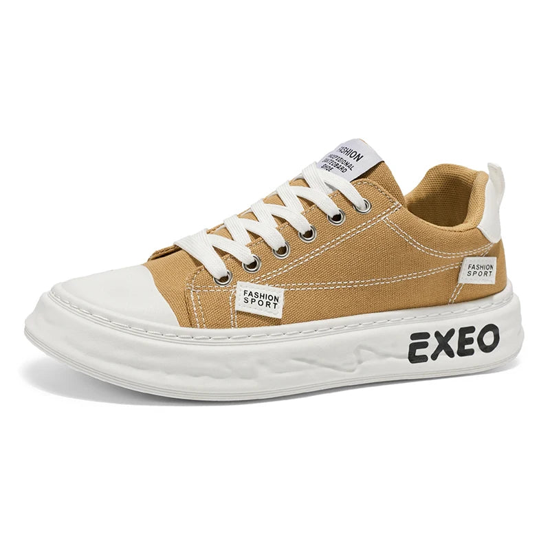 Men's casual canvas shoes four seasons new breathable light soft sole outdoor walking shoes fashion Thick sole sports board shoe