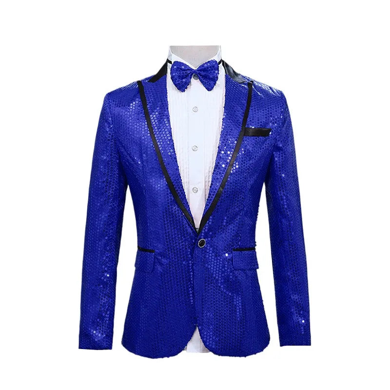 Men's Red Sequins Suit Jacket, Purple Single Button Round Sequin Embellishment Coats, Wedding Party Blazers, Asian Sizes.
