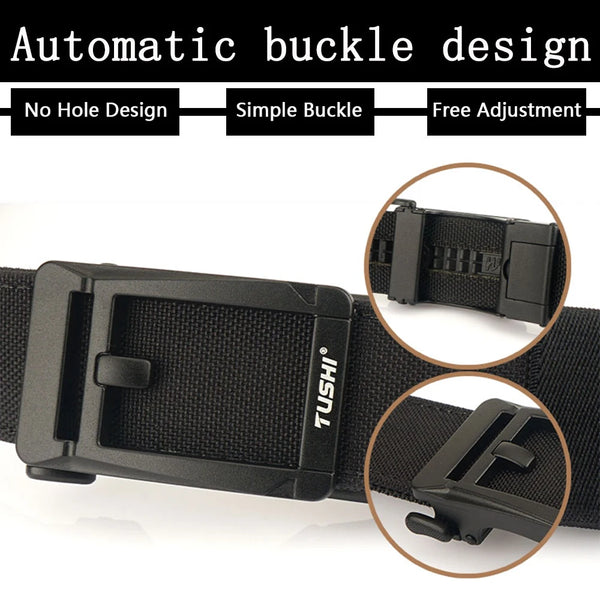 TUSHI 3.5CM Military Belt for Men Sturdy Nylon Metal Automatic Buckle Police Duty Belt Tactical Outdoor Girdle IPSC Accessories