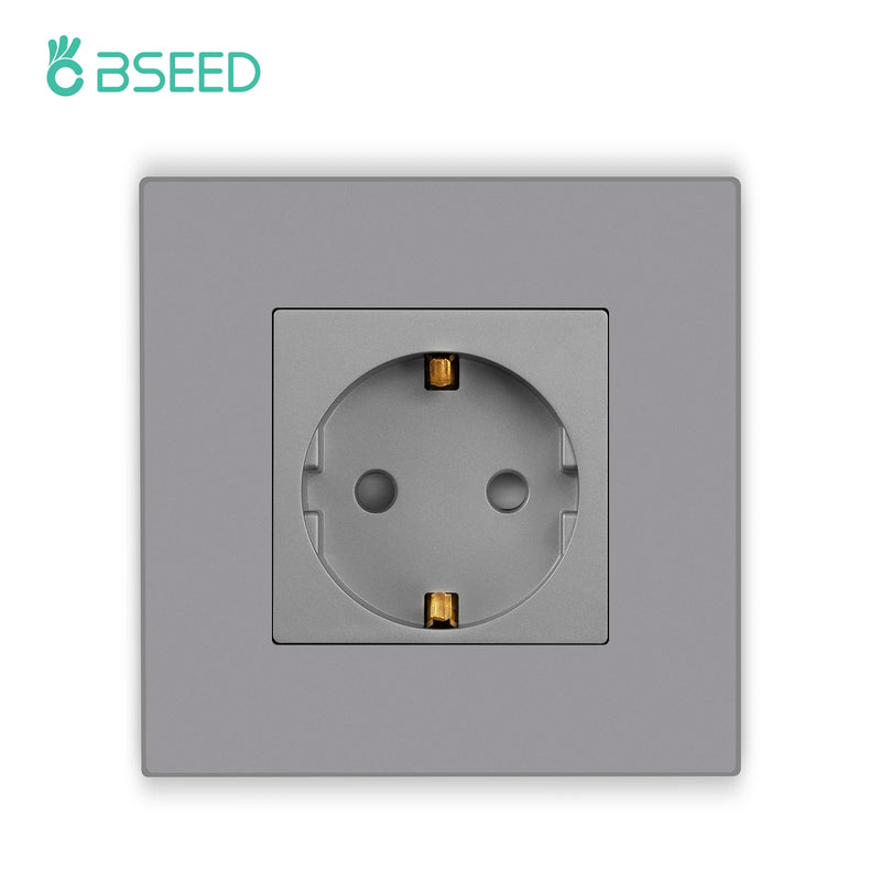 BSEED Button Switch 1/2/3Gang 1Way Wall Sockets With USB Type-C Phone Charger Mounted Double Socket Plastic Panel Triple Outlets
