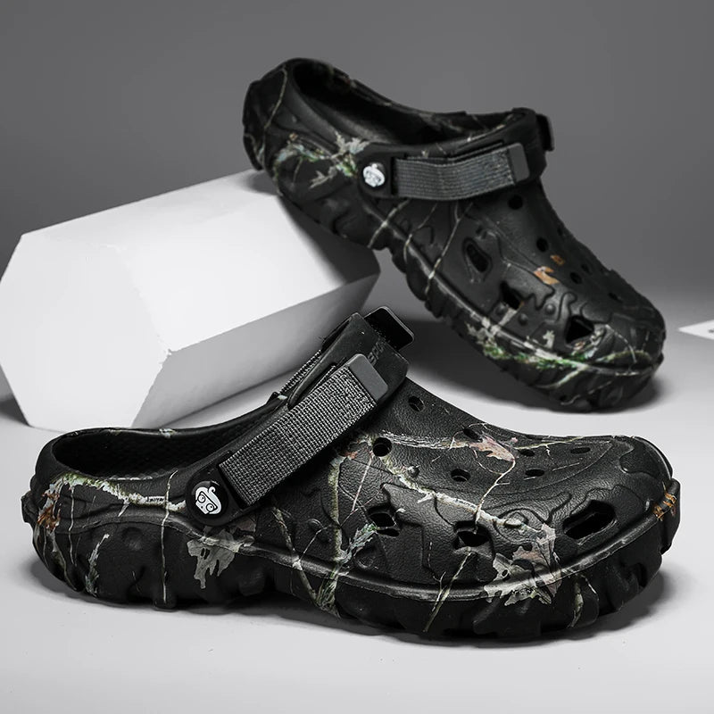 Wide Toe Beach Sandals for Men Holes Shoes Breathable Summer Rubber Slippers Garden Shoes Clogs Lightweight Big Size 49 50 51