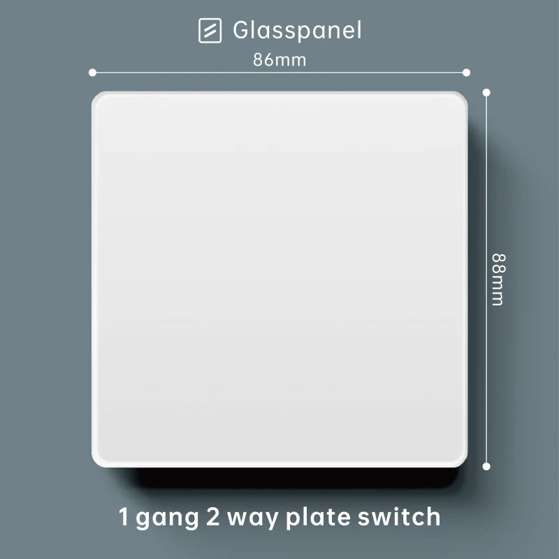 Luxury Skin Feeling Glass Wall Light Switch Button White UK Plug 13A Universal Wall 18W Type-C Fast Charging Socket