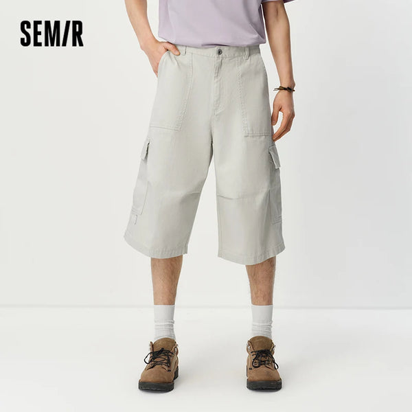 ខោខ្លីបុរស Semir ឆ្នាំ ២០២៦ ស្ទីលសម្លៀកបំពាក់ធ្វើការកប្បាសសុទ្ធប្រវែងជង្គង់ រលុង ជើងធំទូលាយ ធម្មតា អាចប្រើប្រាស់បានច្រើនយ៉ាង