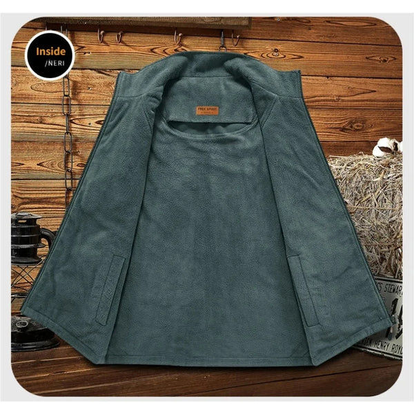 Double sided wear workwear style  Asian Size  Men Autumn and Winter warm sleeveless vest with fleece casual versatile