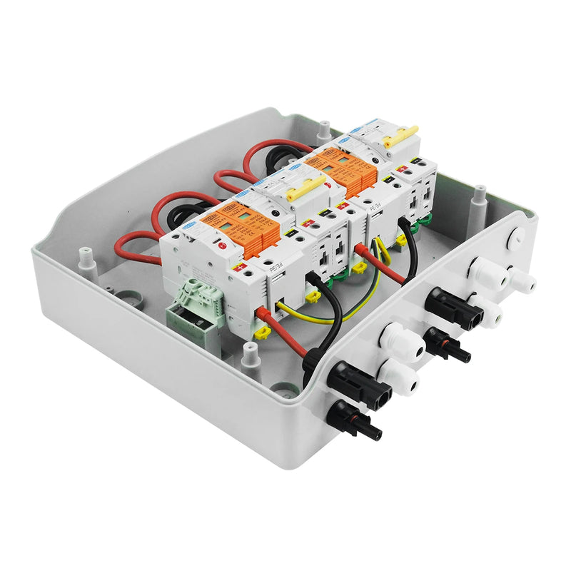 TOMZN Solar Photovoltaic PV Combiner Box With Lightning Protection 2 Input 2 Out DC 600V Fuse MCB SPD Waterproof Box IP65 12ways