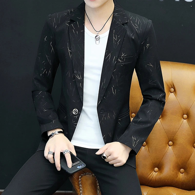 2026 New Men's Suit Jacket, Black Boys' Long-sleeve V-neck Coat, Asian Sizes M-3XL. Gray, Blue, or White Blazers Available
