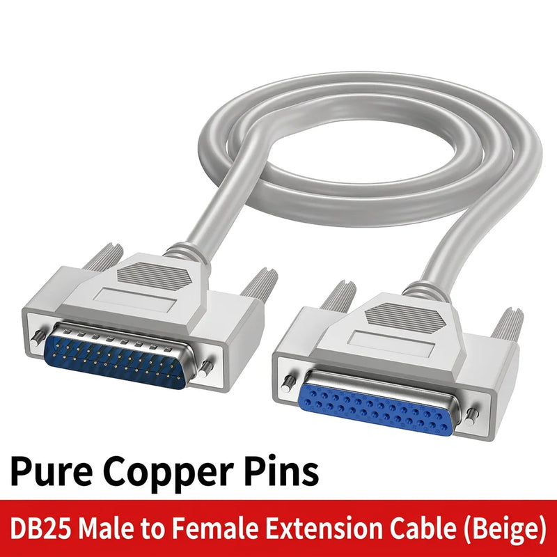 DIVEDEER Pure Copper DB25 Extension Cable Male to Male & Male to Female 25-Pin Parallel Cable Shielded Data Wire for PC, Printer