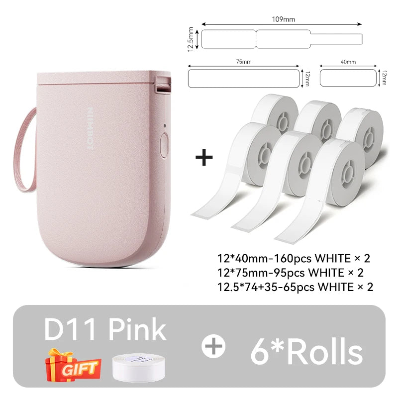New Version NIIMBOT D11 Portable Thermal Printer Wireless Adhesive Label Maker Inkless Labeling Machine For Mobile Android IOS