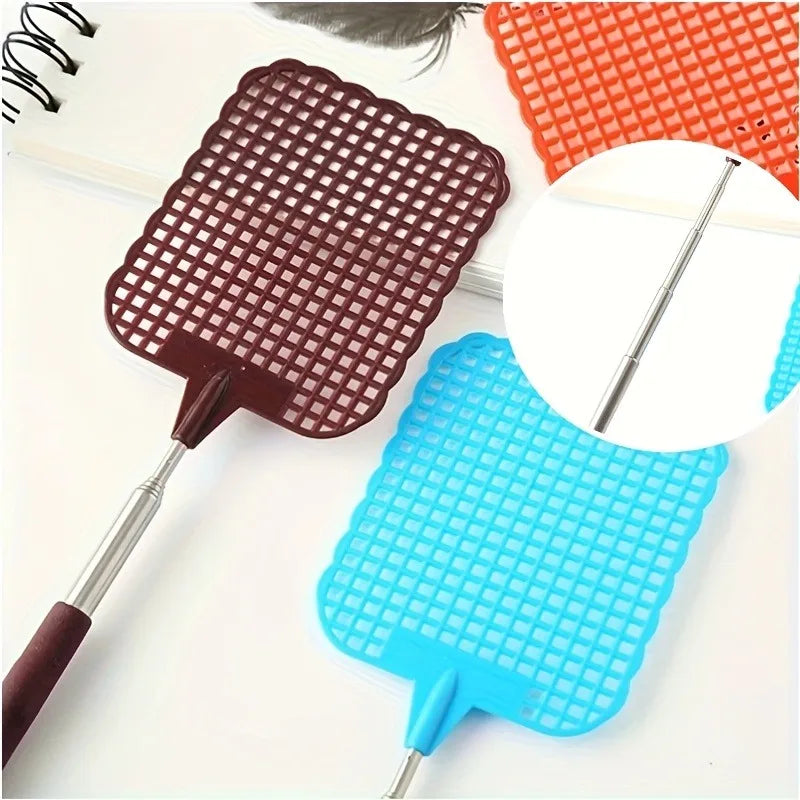1/2pcs Mini Retractable plastic fly swatter,suitable for home kitchen,outdoor garden,easy to use ,perfect for eliminating flies.