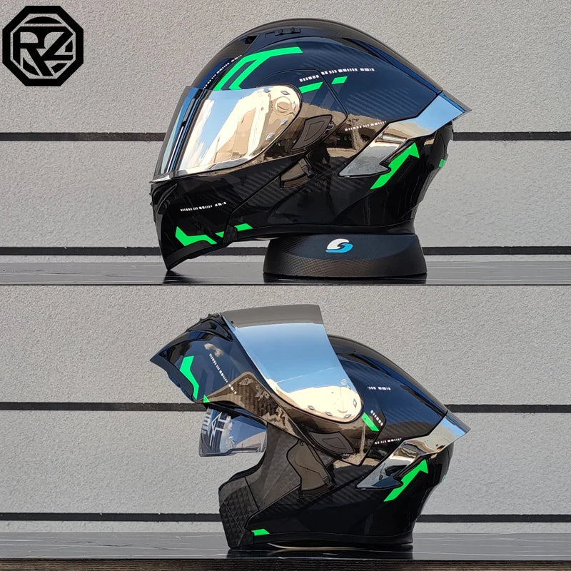 ORZ-991 unisex modular flip top motorcycle helmet, ABS shell with dual sun visors, DOT standard full face travel helmet
