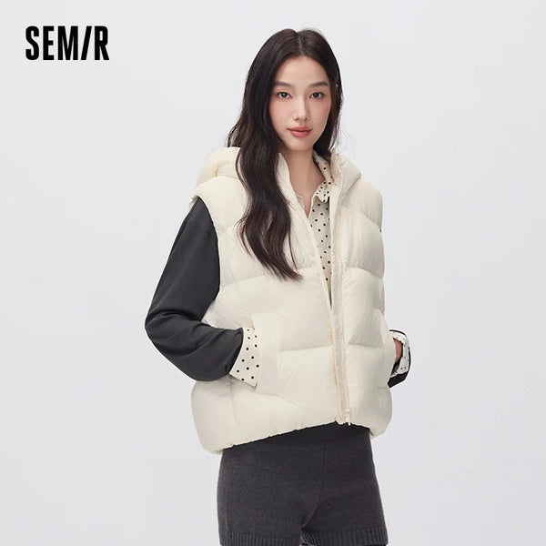 អាវកាក់ Semir សម្រាប់ស្ត្រី ៩០ ភាគរយ ធ្វើពីរោមសត្វទន់ រាងប៉េងប៉ោង រាងរលុង ធន់នឹងទឹក ងាយស្រួលពាក់ ថ្មីឆ្នាំ ២០២៦