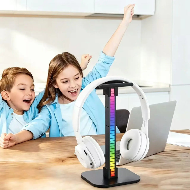 USB Gaming Headphone Stand RGB Rhythm Light Detachable Desktop Headset Holder For Gamer
