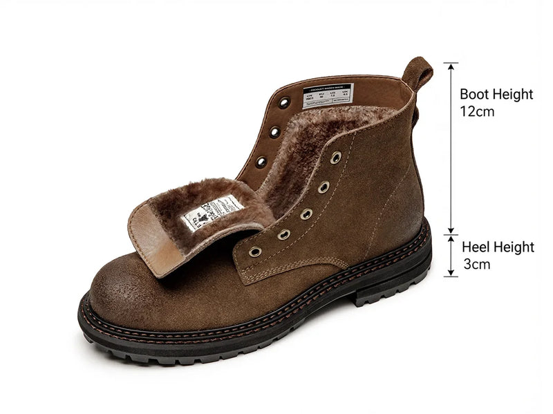 ស្បែកជើងកវែង Maden Retro Fleece-lined Split Suede ស្បែកជើងកវែងខ្ពស់សម្រាប់ធ្វើការ ស្បែកជើងចងខ្សែ ស្បែកជើងកវែងកជើងវាលខ្សាច់ ស្បែកជើងកវែងរឹងមាំសម្រាប់ក្រៅផ្ទះ ស្បែកជើងរដូវរងា រដូវស្លឹកឈើជ្រុះ