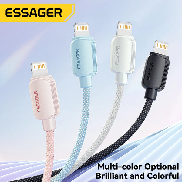 ខ្សែសាក Essager USB Type C សម្រាប់ iPhone 14 13 12 11 Pro Max XS PD 20W សាកលឿន USB C ទៅភ្លើង 29W ខ្សែសម្រាប់ iPad Macbook