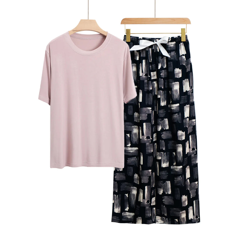 Women's Pajamas Spring Summer Sleepwear Suit New Comfortable Short-sleeved Pants Set Modal Two-piece Loungewear Home Clothes