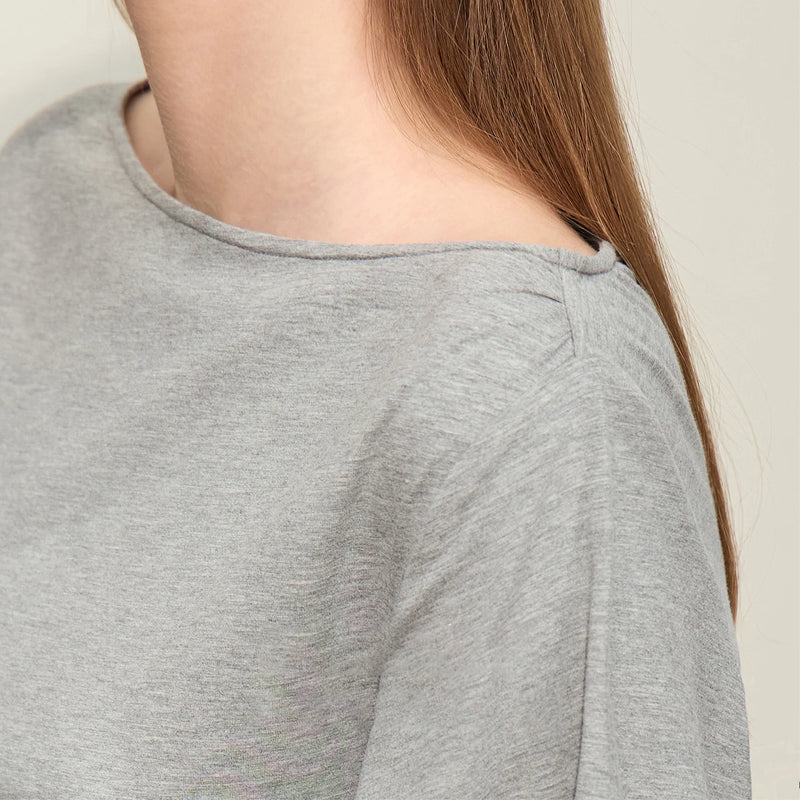 Amii Off Shoulder T-shirt 2026 Summer New Shirred Waist Asymmetric Short Sleeve Cotton Top Slim Breathable Tee Shirt 12622224