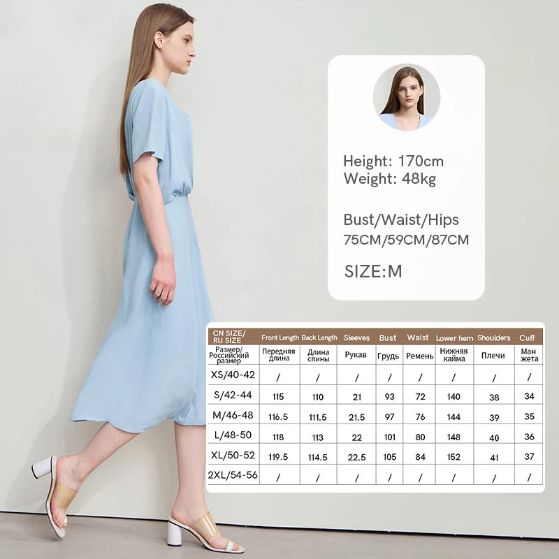 Amii Minimalist Light Luxury Dress 2026 Summer New Office Lady Elegant Ruffle Short Sleeves Swing Neck Midi Dress Robe 12552097