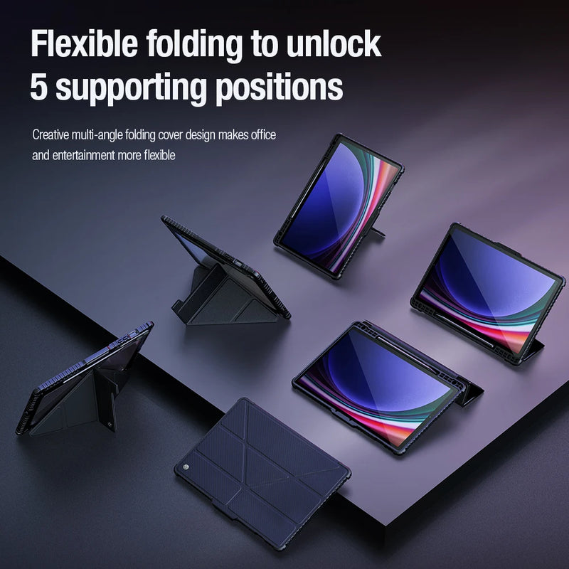 NILLKIN For Samsung Galaxy Tab S10/S9 Ultra Magnetic Case For Galaxy Tab S9/S10 FE+ Multi-angle Folding Camera Protection Cover