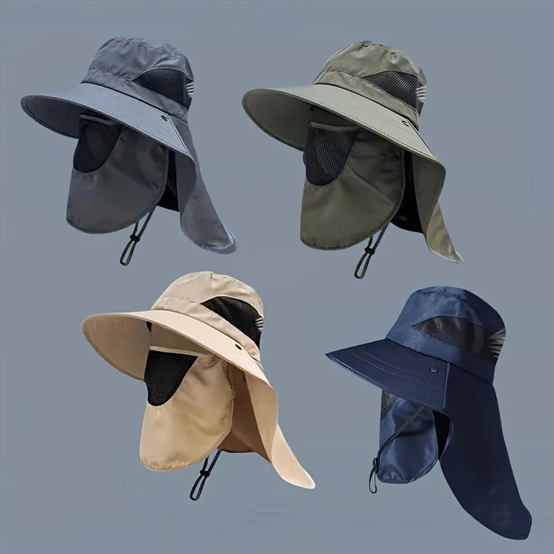 1pc Fishing Hat, Breathable Wide Brim Sun Hat for Men Outdoor Activities,Hiking Trekking,Fishing, 4 Colors Available