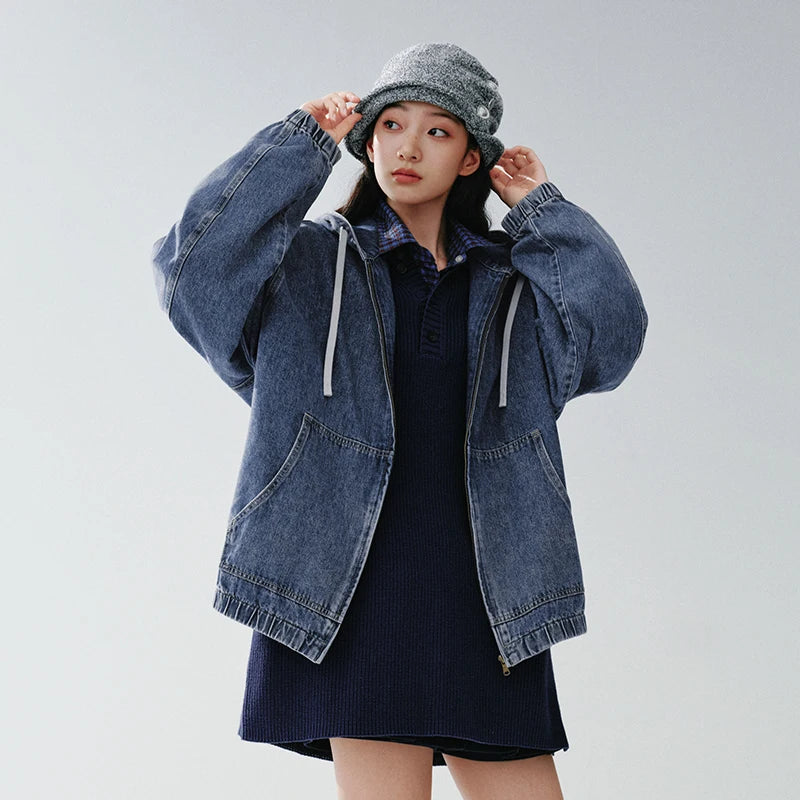 Semir American Jacket Men 2026 Spring Hooded Denim Street Style Vintage Loose Casual Fashion Stylish Outerwear Top