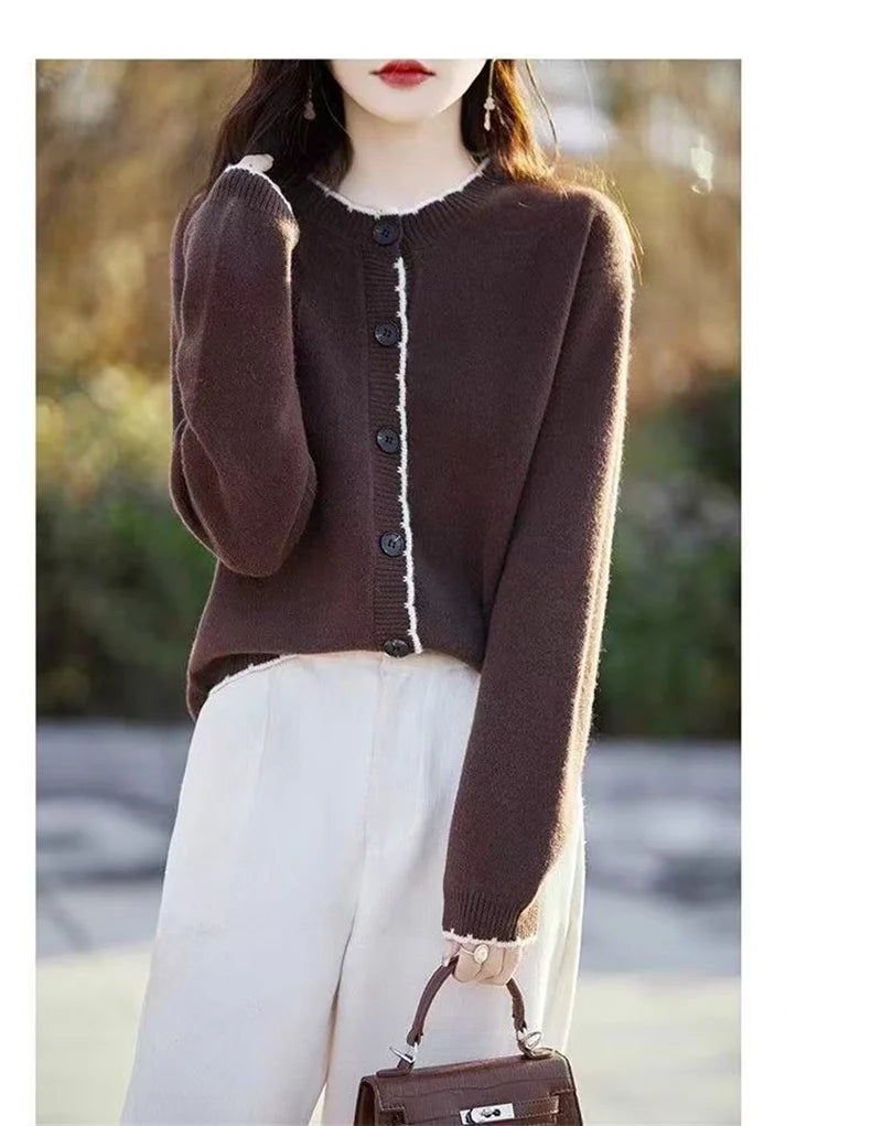 Fashion Spring Autumn Knitting Woman Clothes New Woolen Long Sleeve Tops Buttons Cardigan Coat Knitwear Jacket Female Sweater
