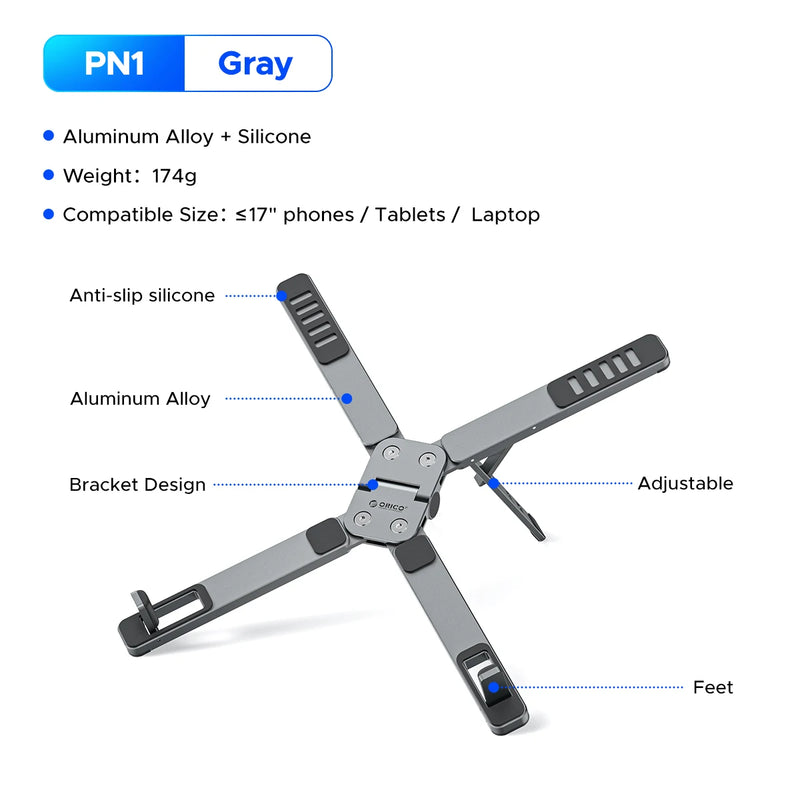 ORICO 3 in 1 Portable Laptop Aluminum Stand For Macbook Air Pro Foldable Notebook Macbook Pro Tablet Phone Stand Free Bag