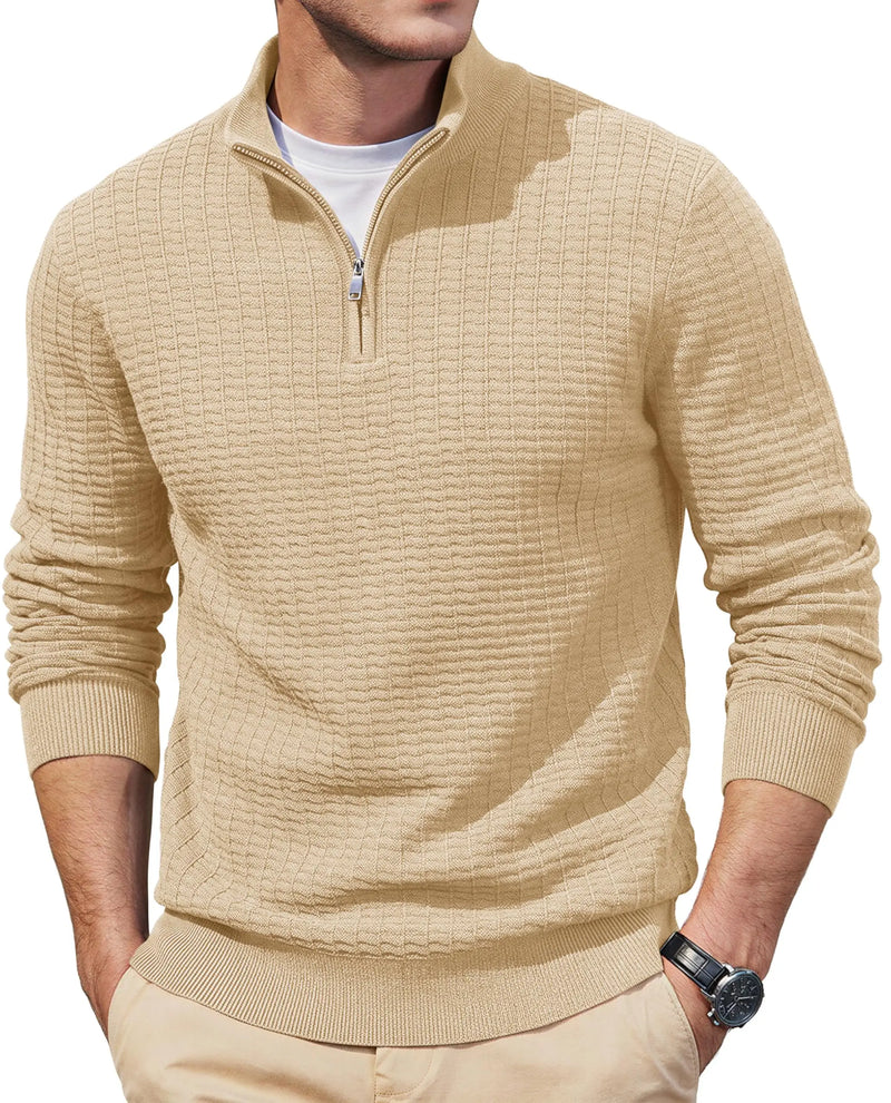 TACVASEN Men's Winter Quarter Zip Knitted Sweater Soft Pill proof Long Sleeve Sweaters Winter And Autumn Warm Pullover Sweaters
