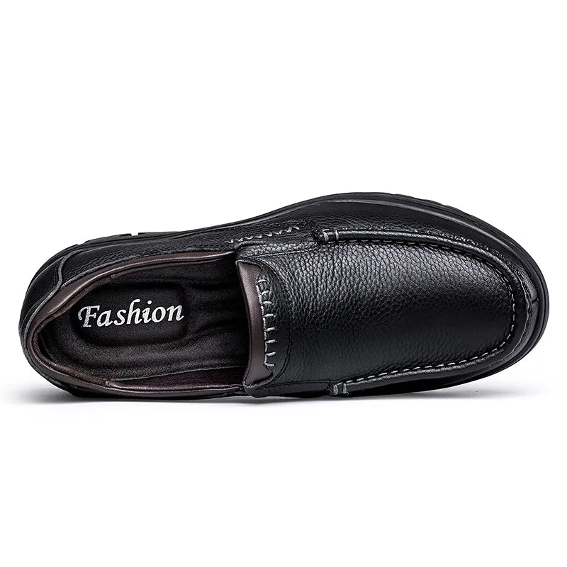 Autumn Winter Men Slip On Natural Genuine Leather Shoes Oxfords Black Brown Big Size 37-46 47 48 49 50 Dropshipping
