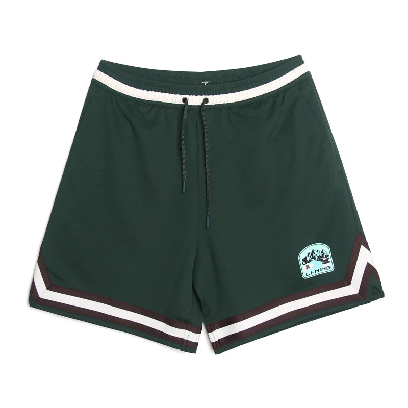 ខោខ្លីបាល់បោះបុរស Li-Ning ទំហំធម្មតា 100% Polyester ខោចង្កេះអាចលៃតម្រូវបាន LiNing Sports AKSV941