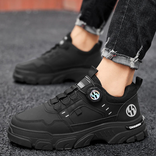 Men's boots autumn and winter new rotating shoelaces fashion casual boots youth outdoor boots anti slip soft sole workwear boots