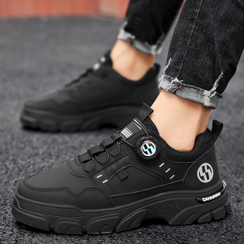 Men's boots autumn and winter rotating shoelaces fashion casual boots youth outdoor boots anti slip soft sole workwear boots