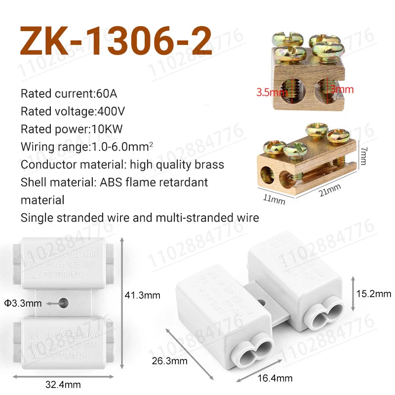 3PCS High Power Splitter Quick Wire Connector Terminal Block Electrical Cable Junction Box ZK-306 ZK-506 ZK-316 ZK516 Connectors