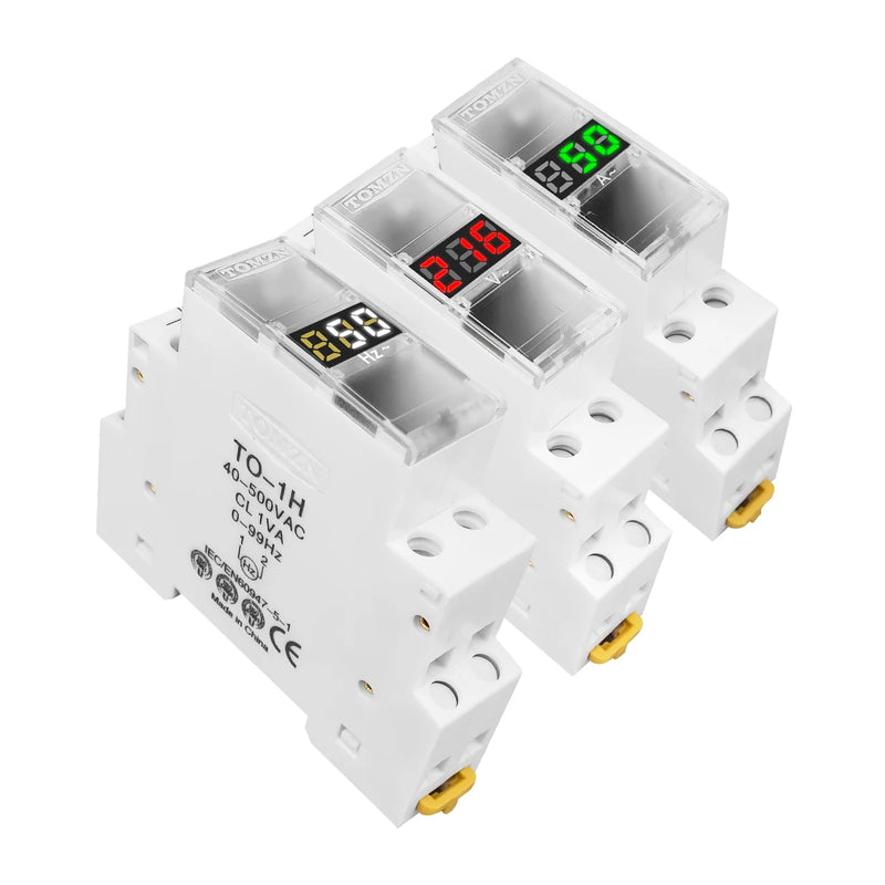 TOMZN DIN Rail 18mm AC 40-500V 220V 380V Voltage Meter Ammeter Single Three Phase Modular Indicator LED Digital Display Detector