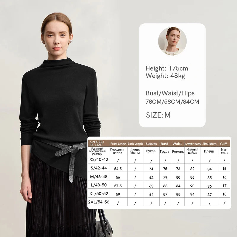 Amii Woman Sweater 2026 Winter New Casual Versatile Semi-turtleneck Sweater Asymmetrical Pullover Knitted Top Women 12524129