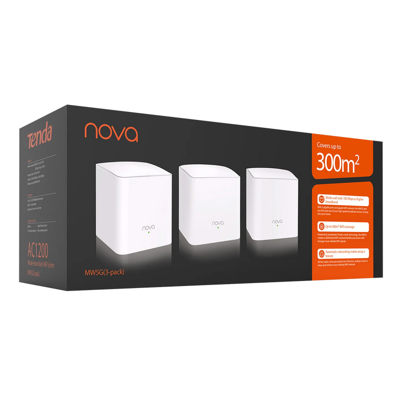 រ៉ោតទ័រវ៉ាយហ្វាយ Tenda Mesh AC1200 2.4&5Ghz MW5G 1200mbps រ៉ោតទ័រ Nova Mesh រហូតដល់ 6000 ហ្វីតការ៉េ រ៉ោតទ័រ Tenda ជំនាន់សកល Gigabit Mesh