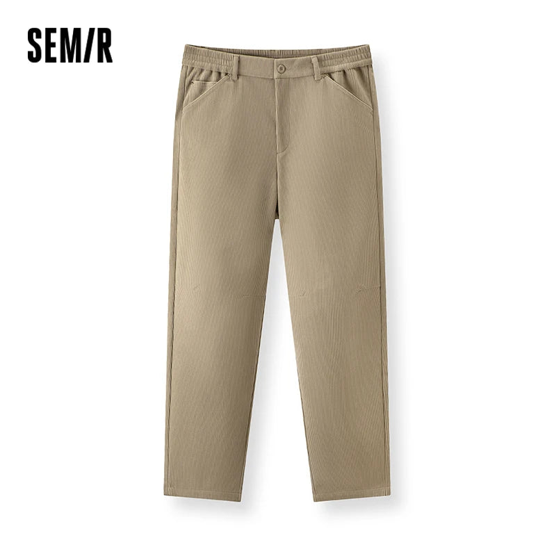 Semir Casual Pants Men Corduroy Loose Tapered Pants Half Elastic Waist 2025 Winter New Long Pants Simple Versatile Men'S Wear