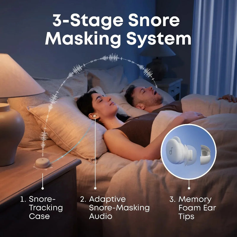 កាសស្តាប់ត្រចៀកឥតខ្សែ Soundcore TWS ពណ៌ស្វាយសម្រាប់គេង A30 កាសស្តាប់ត្រចៀកឆ្លាតវៃ ANC សម្រាប់គេង កាសស្តាប់ត្រចៀកកាត់បន្ថយសំឡេងរំខានសម្រាប់គេង