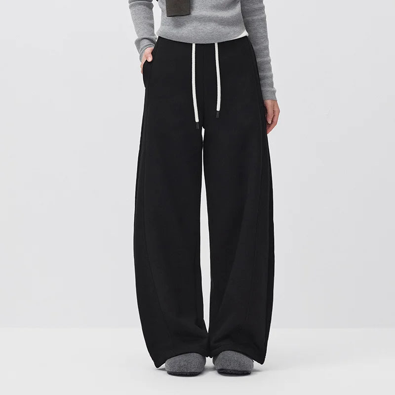 Semir Women Casual Pants Thermal Warmth Loose Fit Drawstring Curved Leg 2026 New Winter Daily Wear Urban Casual Style