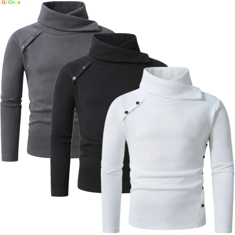 Winter Men's White Turtleneck Sweater, British-style Black Pullover, Asian Sizes M-4XL. New 2026