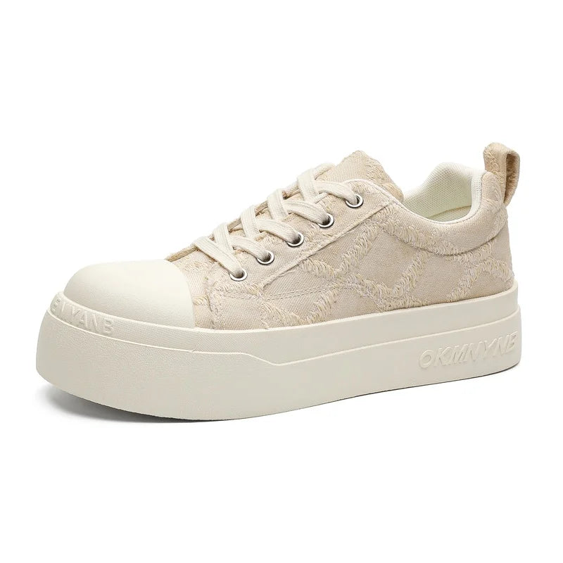 Men's Canvas Thick sole Casual Shoes Four Seasons New Breathable Light Soft-sole Outdoor Walking Shoes Youth Sports board Shoes