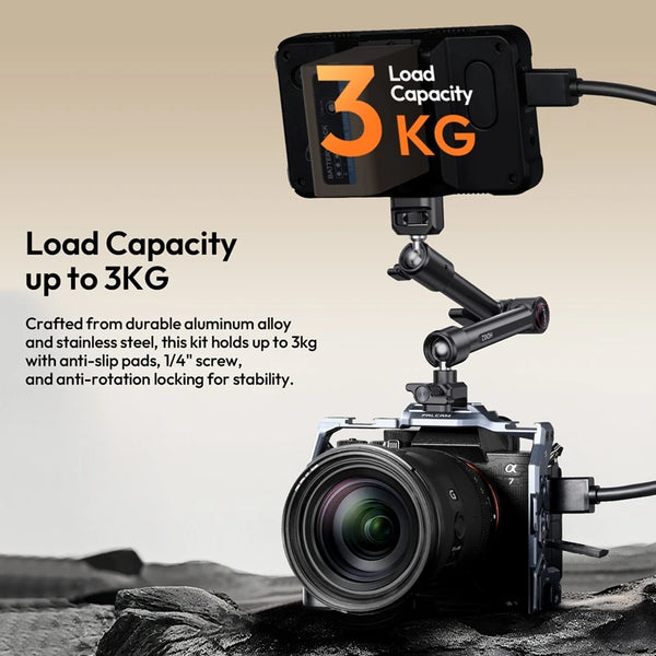 Ulanzi 10 inch Magic Arm Kit HD02 ជាមួយ Super Clamp 1/4" Screw Cold Shoe ក្បាលបាល់អាចលៃតម្រូវបាន 360° សម្រាប់ម៉ោនម៉ូនីទ័រ ម៉ោនកាមេរ៉ា